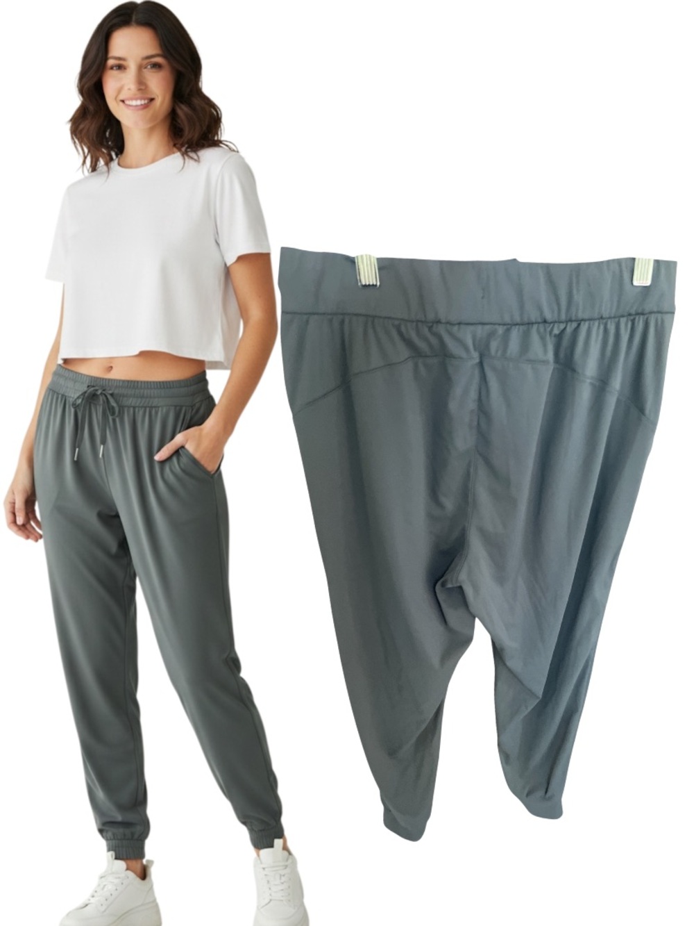 Sage Slate Blue Gray Joggers Elastic Drawstring Waist Lounge Pants Size Small